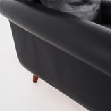 Black leather armchair, Danish design, 1970s, production: Denmark