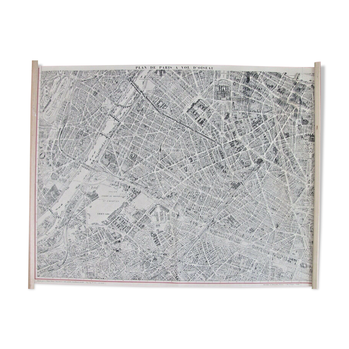 Plan Paris to Bird's Flight by Peltier: Issy les M. Les Invalides Le Champ de Mars, Montparnasse