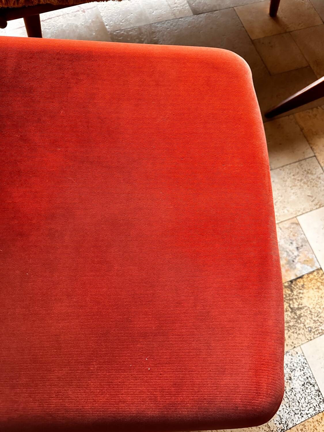 Arfa brick red velvet armchair