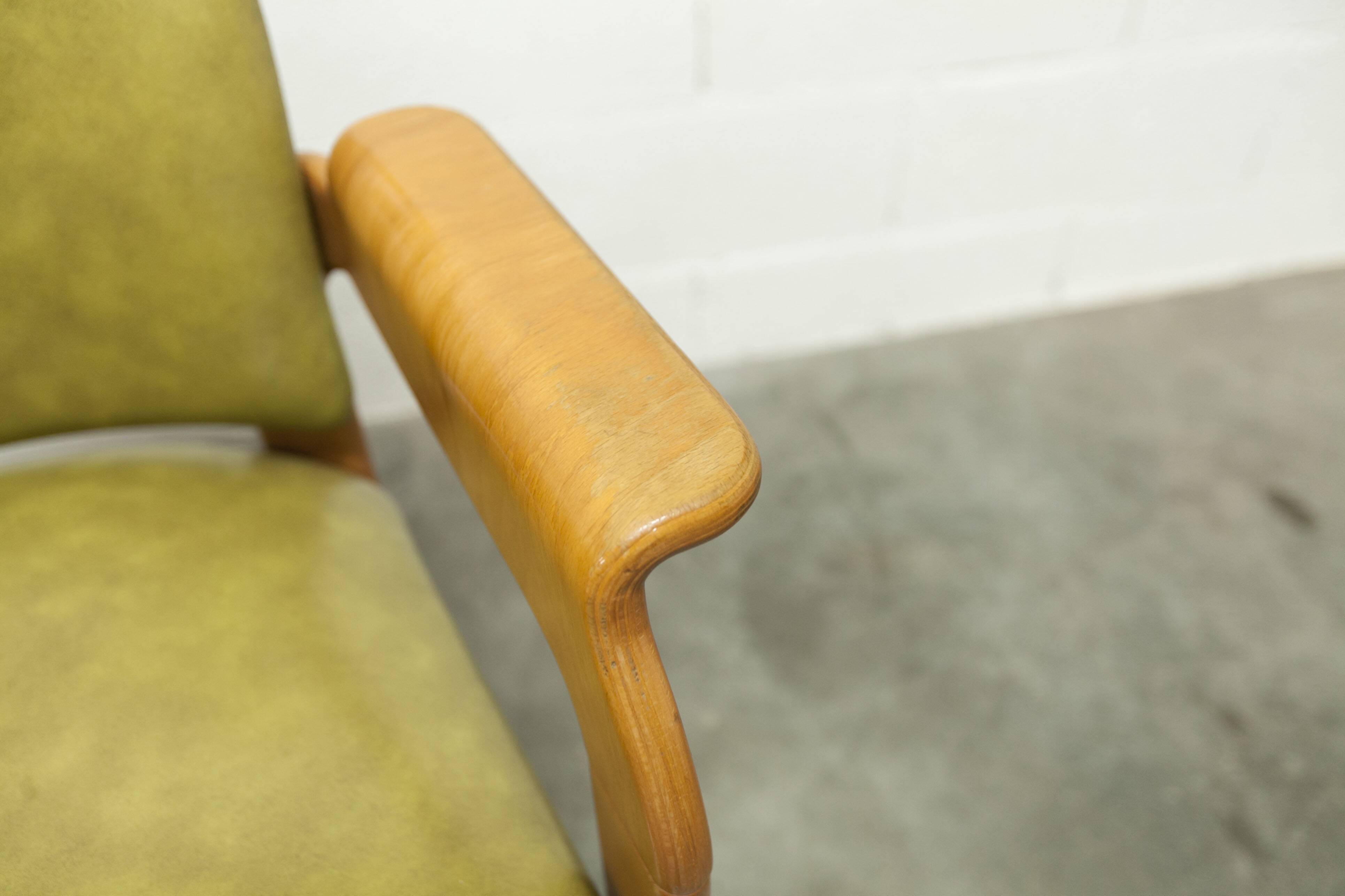 Bruno Rey solid beech bridge armchair for Dietiker 1960 green