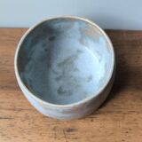 Handmade ceramic stoneware mug with blue enamel