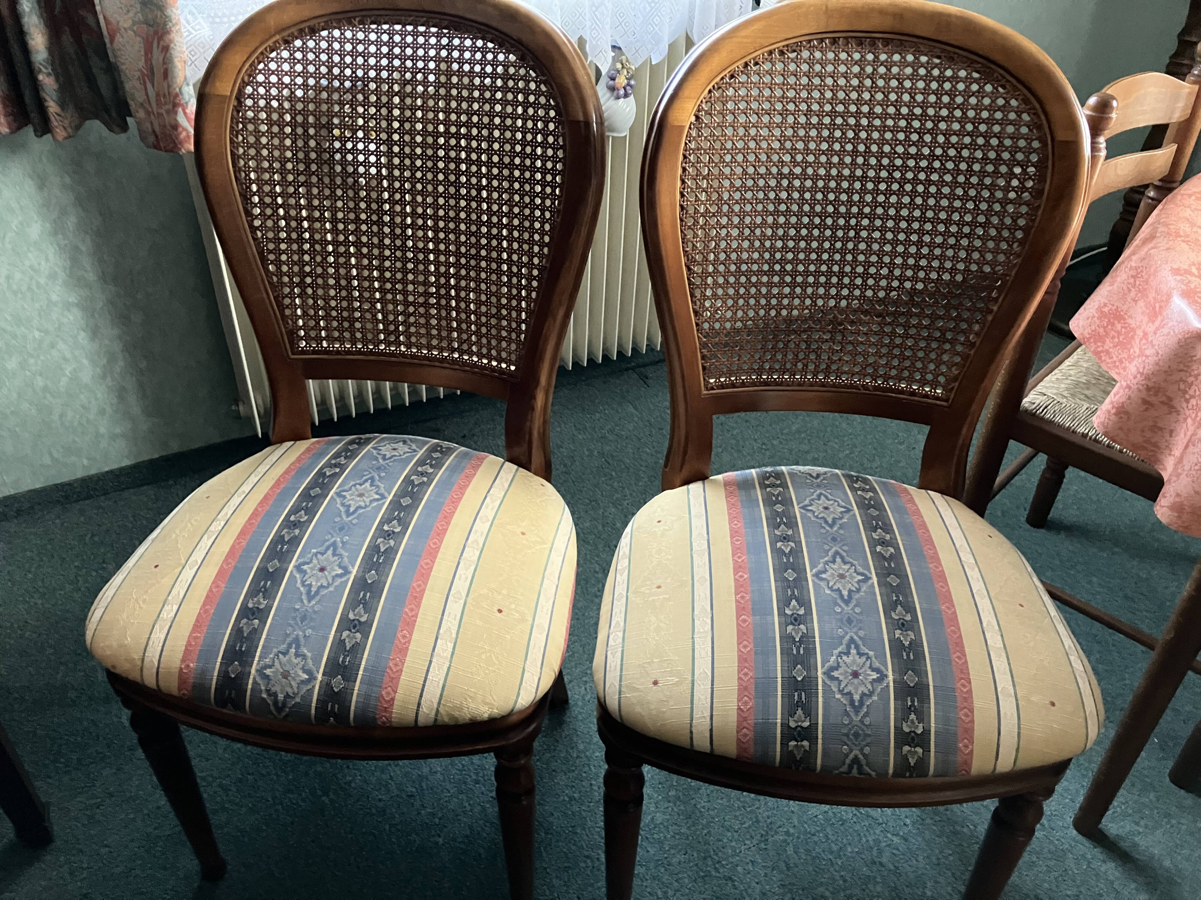 Set of two solid beech chairs.