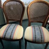 Set of two solid beech chairs.