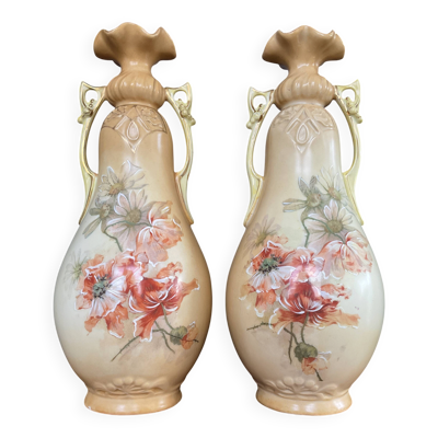 Paire de vases Art nouveau Robert Hanke en porcelaine