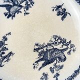 Pexonne iron earth compote dish, blue bird motif, late 19th century