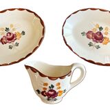 Pair of antique Longchamp earthenware raviers and sauceboats