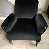 Fauteuil en velours noir Napoléon III