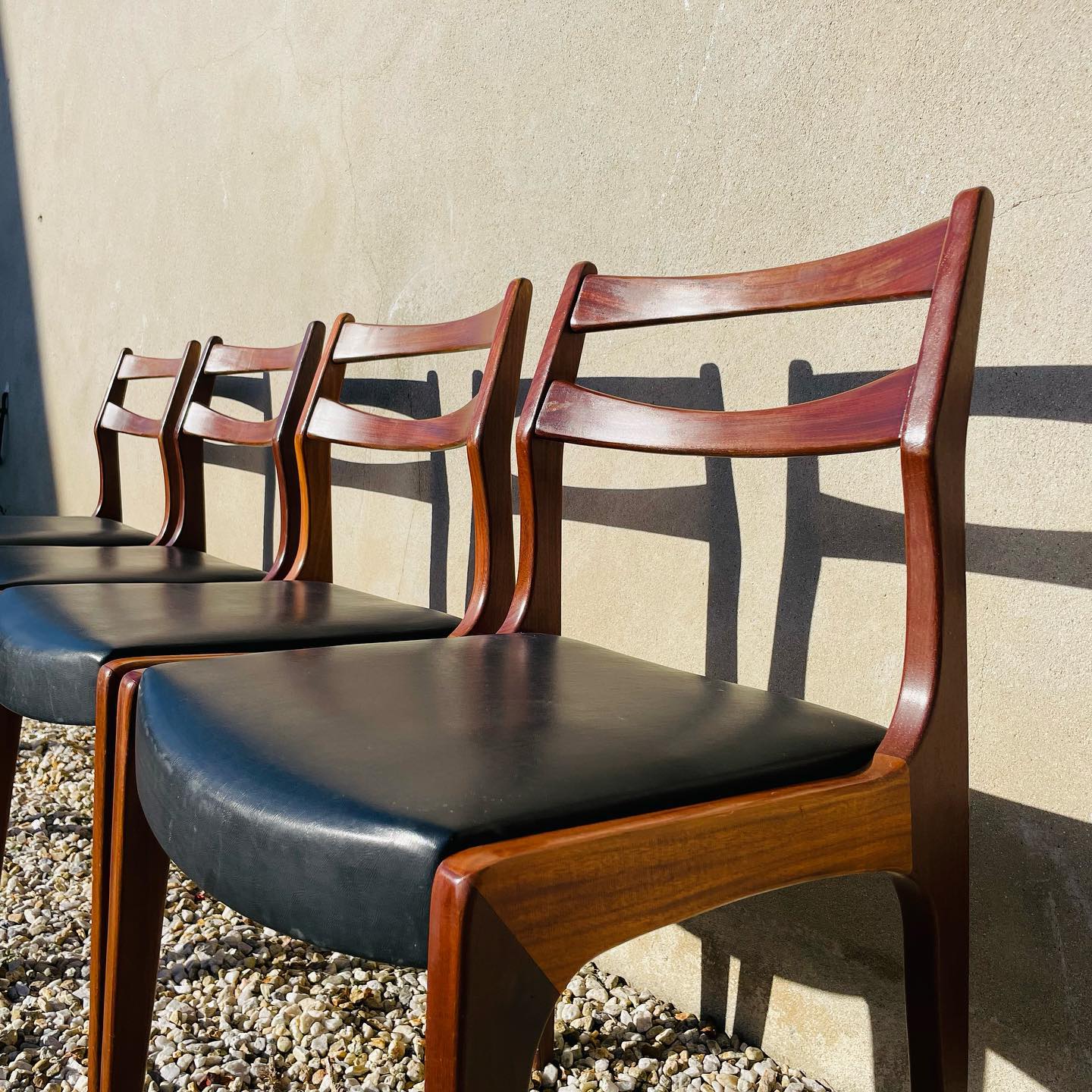 Series of 4 Danish solid teak chairs
