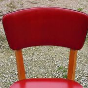 Set of 4 vintage chairs from the 50s in blond beech and red leatherette