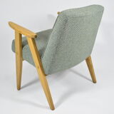 Vintage original armchair model 366, J.Chierowski, Poland, 1960s, green fabric