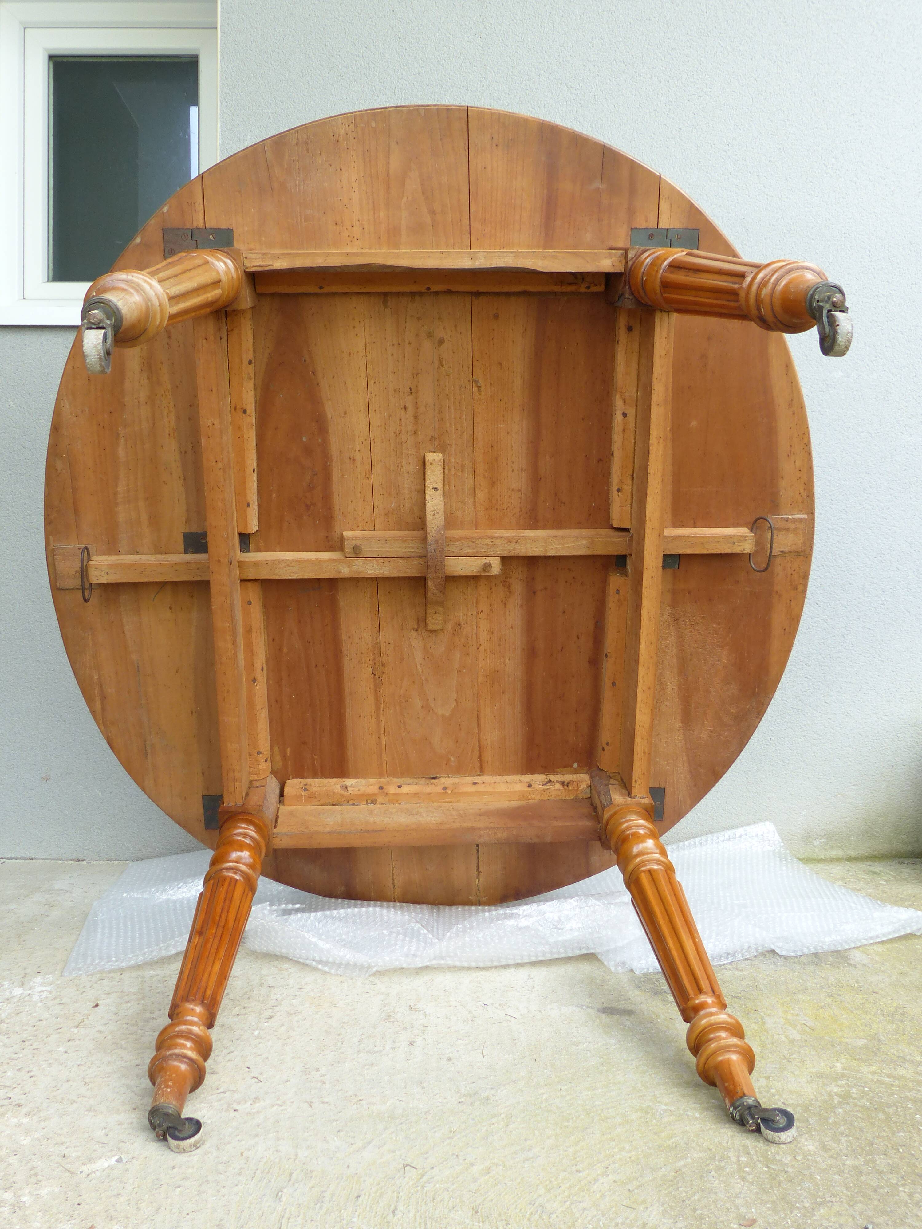 Cherry wood shuttered table.