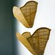 Pair of scalloped rattan wall sconces, sourced in Spain, 1980s