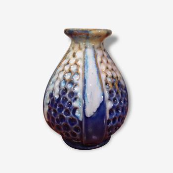 1960 blue enameled vase