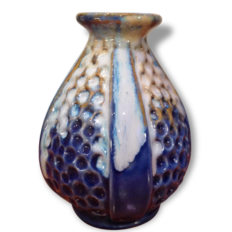 1960 blue enameled vase
