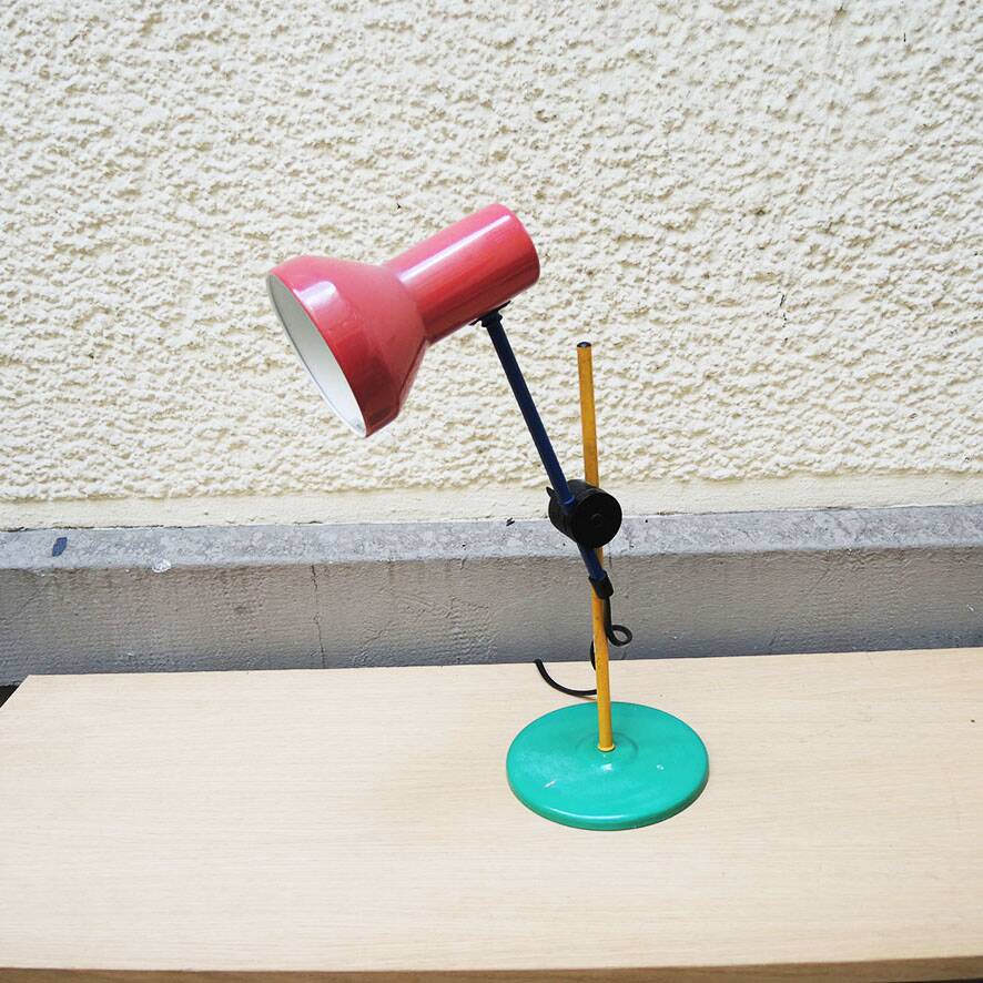 Vintage articulated desk lamp in Memphis style.