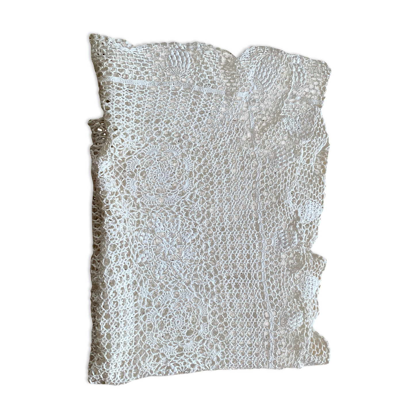 White crochet tablecloth