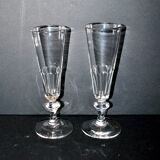 Lot de 2 flûtes à champagne ancienne en cristal taillé de Baccarat 1900