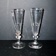Set of 2 antique cut crystal champagne flutes from Baccarat 1900