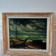 Tableau huile sur toile voilier signé vintage