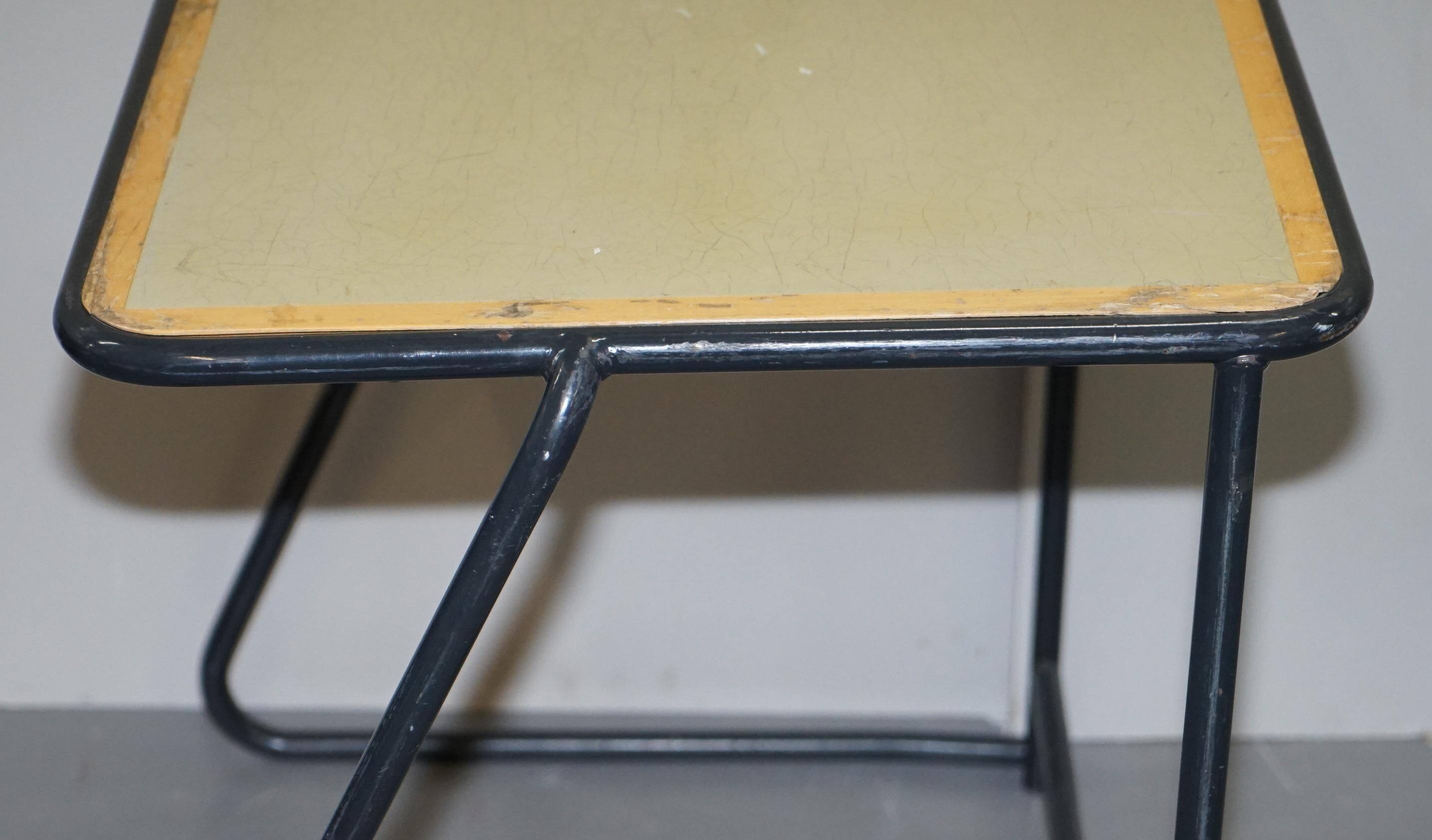 Stackable British military office table in stainless steel