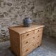 Commode ancienne rustique en pin, 4 tiroirs, vers 1880–1920