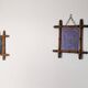 Antique turned bamboo mirror with pitted glass 45x39 cm