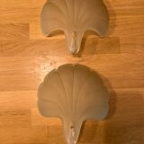 Set of 2 golden "shell" wall lamps