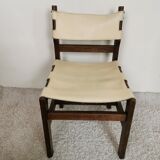 Series of 4 wooden and leather chairs
