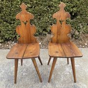 Pair of vintage Tyrolean chairs in solid wood