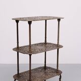 Antique Ornate Cast Iron French Brass 3 tier side table.