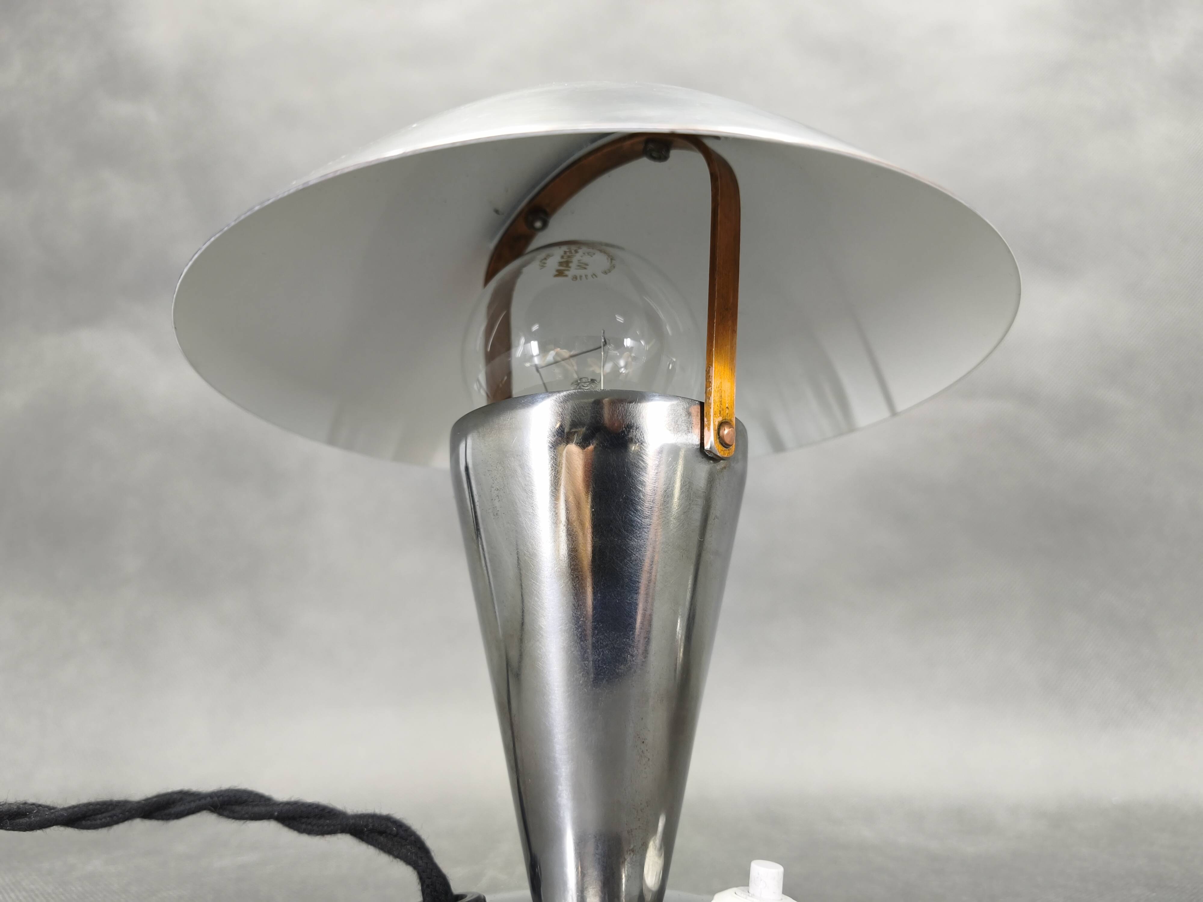 Pair Bauhaus Chrome Adjustable Table Lamps, 1930s Czechoslovakia