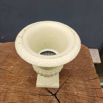 Cast iron garden vase cream white large