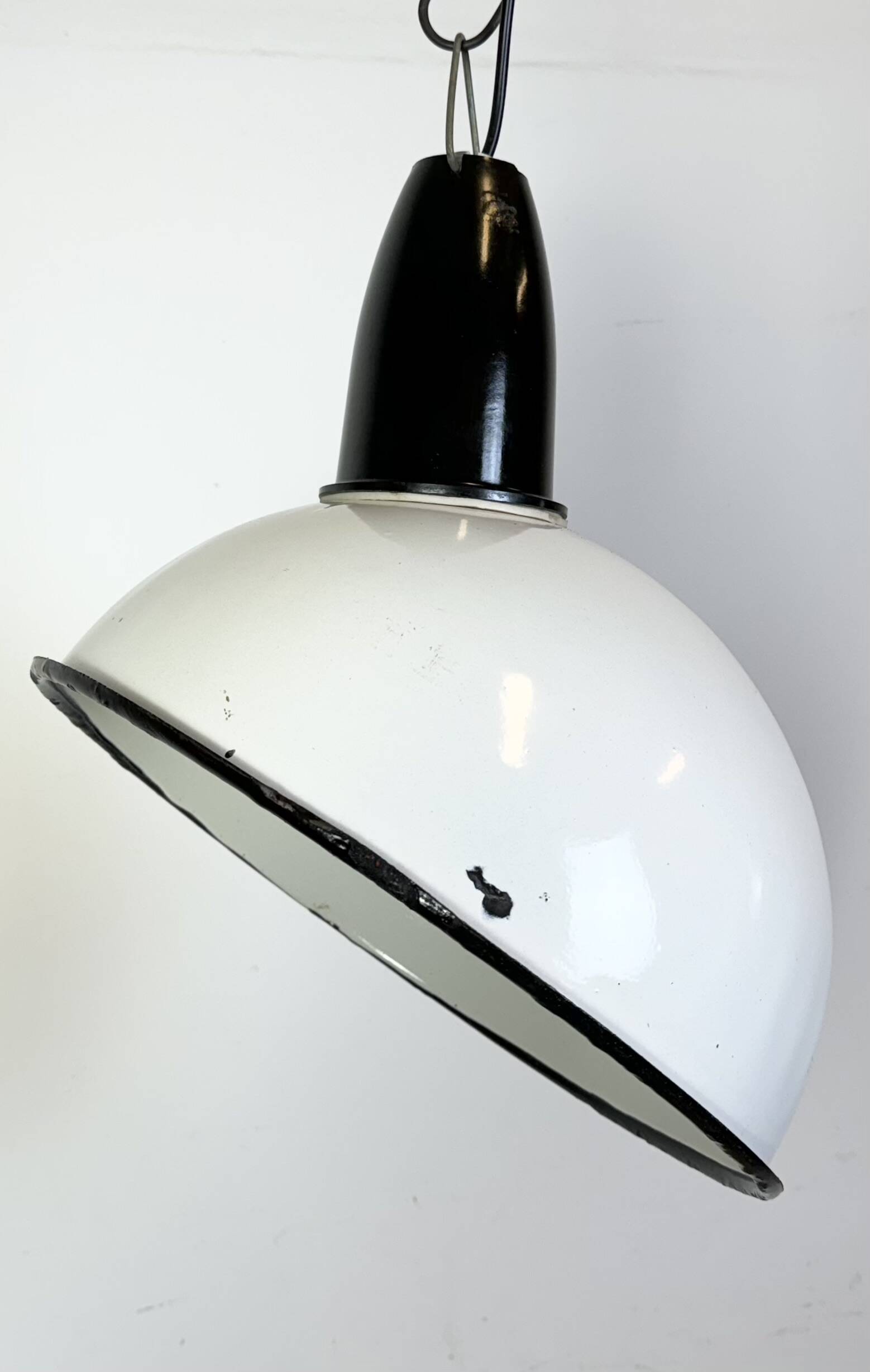 Industrial Soviet White Enamel Pendant Lamp, 1960s