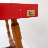 Small side table with turned legs and red top - Josco, made in Belgium - 1950s