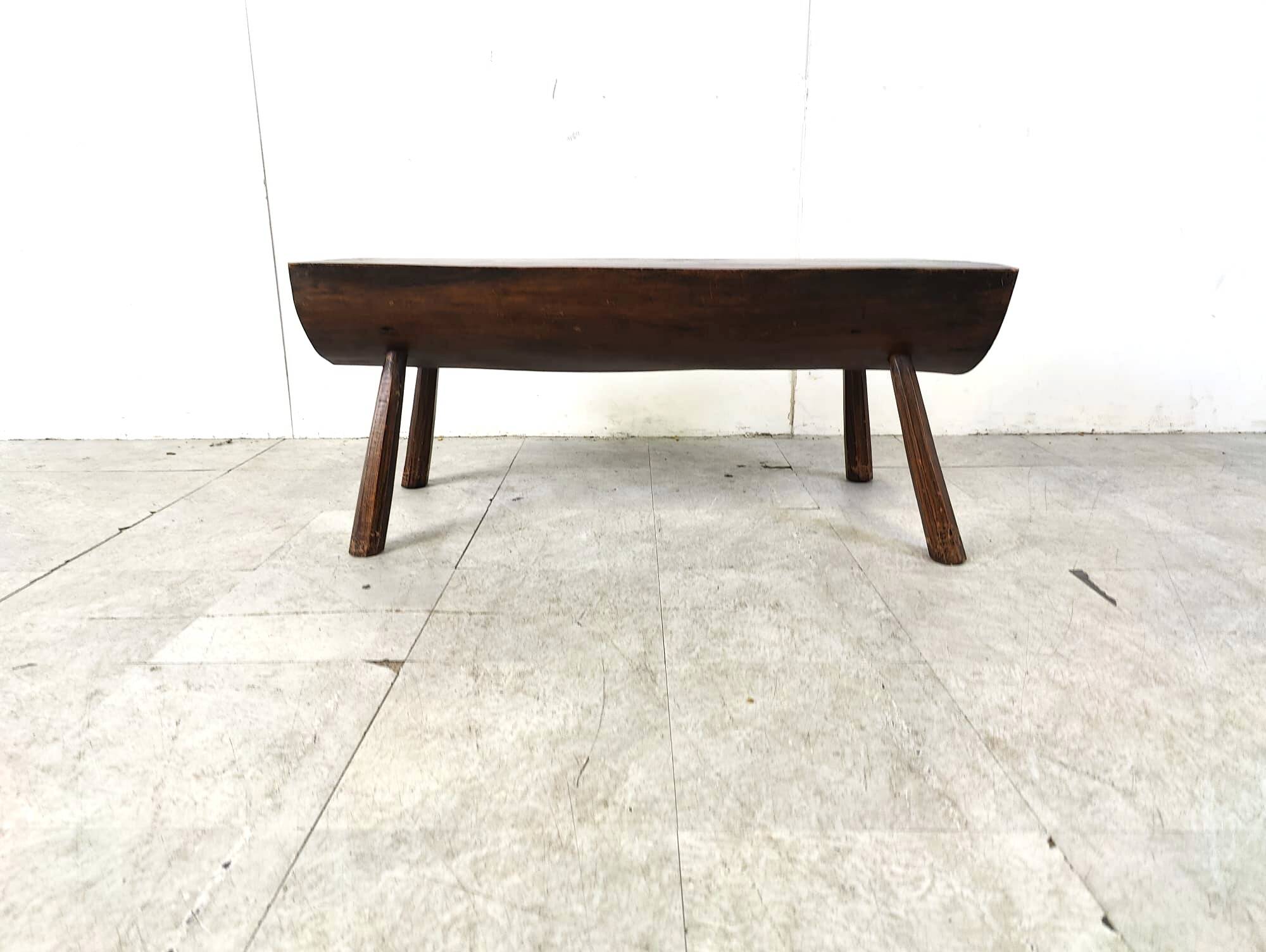 Solid wooden brutalist coffee table, 1960s
