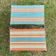 Tabouret pliant camping vintage , toile rayée