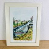Marine watercolor painting by Jean Pierre Bailleul "La Roubine"
