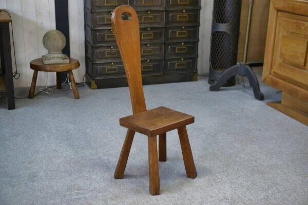 Brutalist chair in solid oak, 1950s