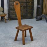 Brutalist chair in solid oak, 1950s