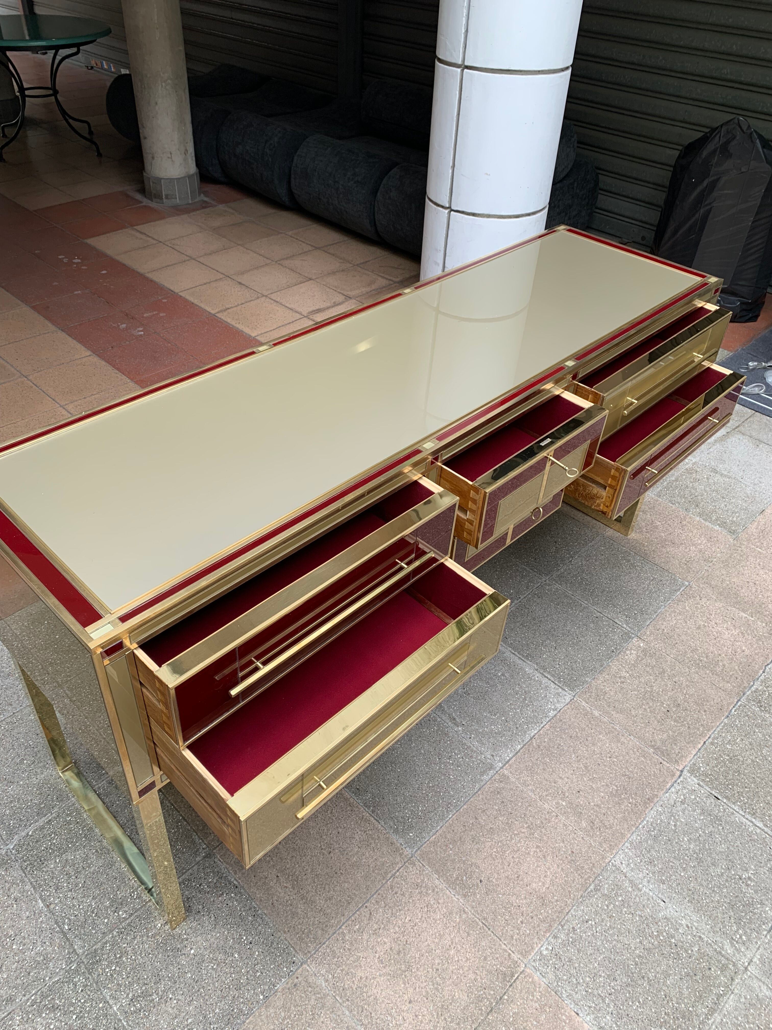 Console/chest of drawers with 6 Murano glass drawers
