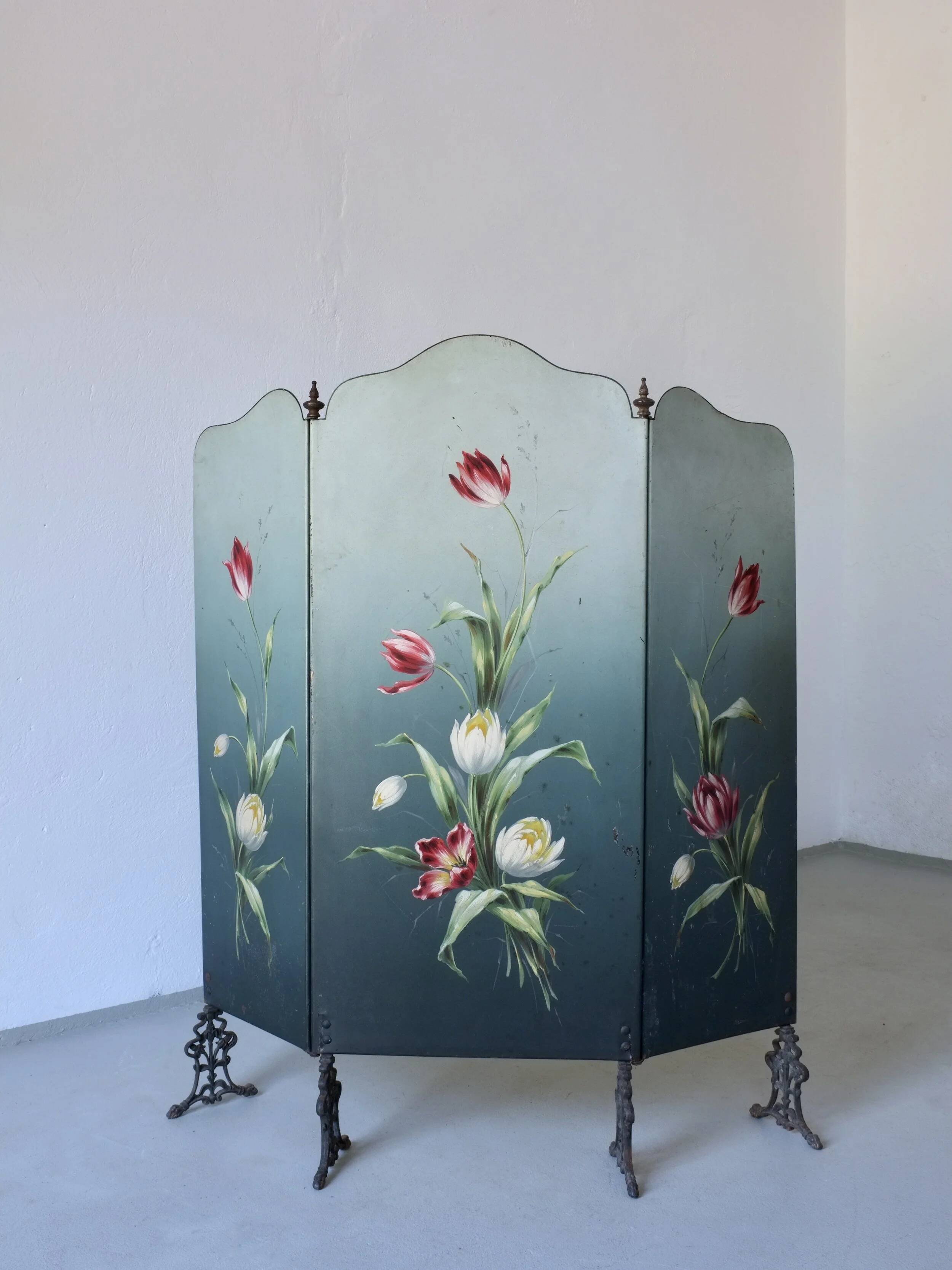 Art Nouveau hand-painted fireplace screen | 1920s