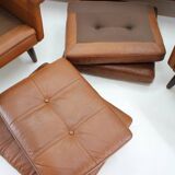 Ensemble de salon Svend Skipper des années 1960 en cuir, Danemark