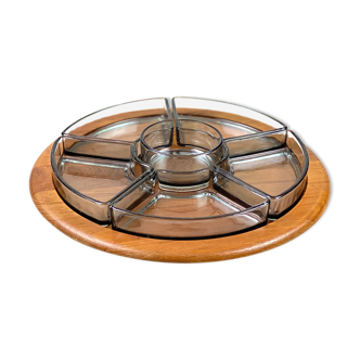 Digsmed teak tray, Mid Century cabaret, turntable, Danish Design, 60s