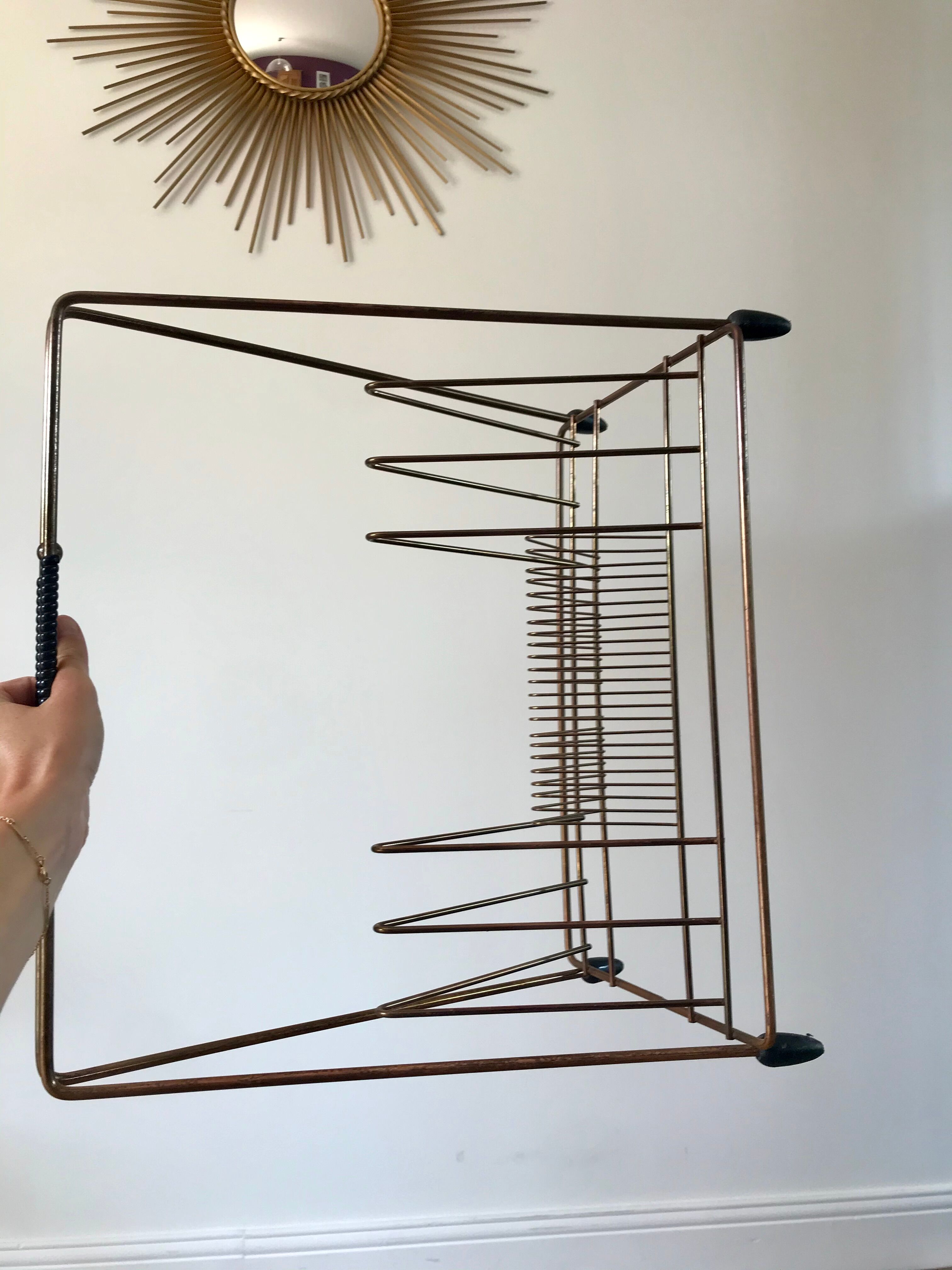 Magazine holder in gilded metal / copper 60s