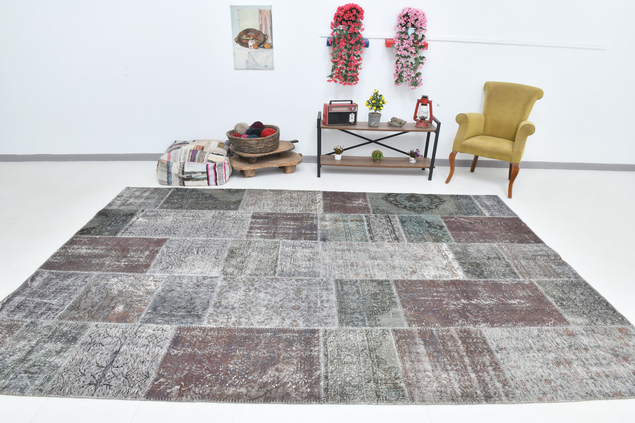 8x11 Handmade Wool Vintage Rug 354x251Cm