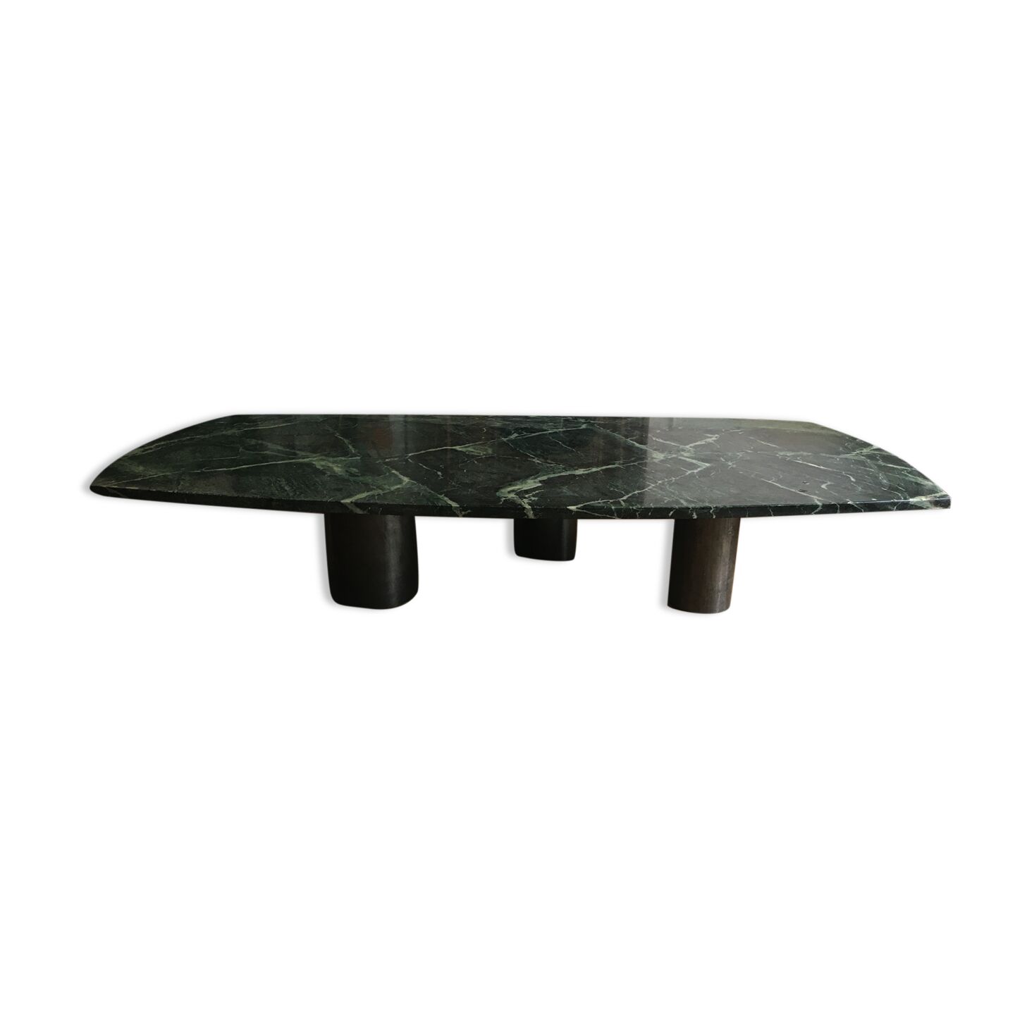 Table basse en marbre vert et acier