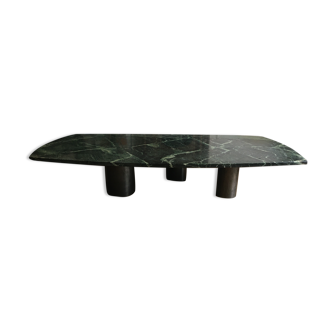 Coffee table in green marble and steel