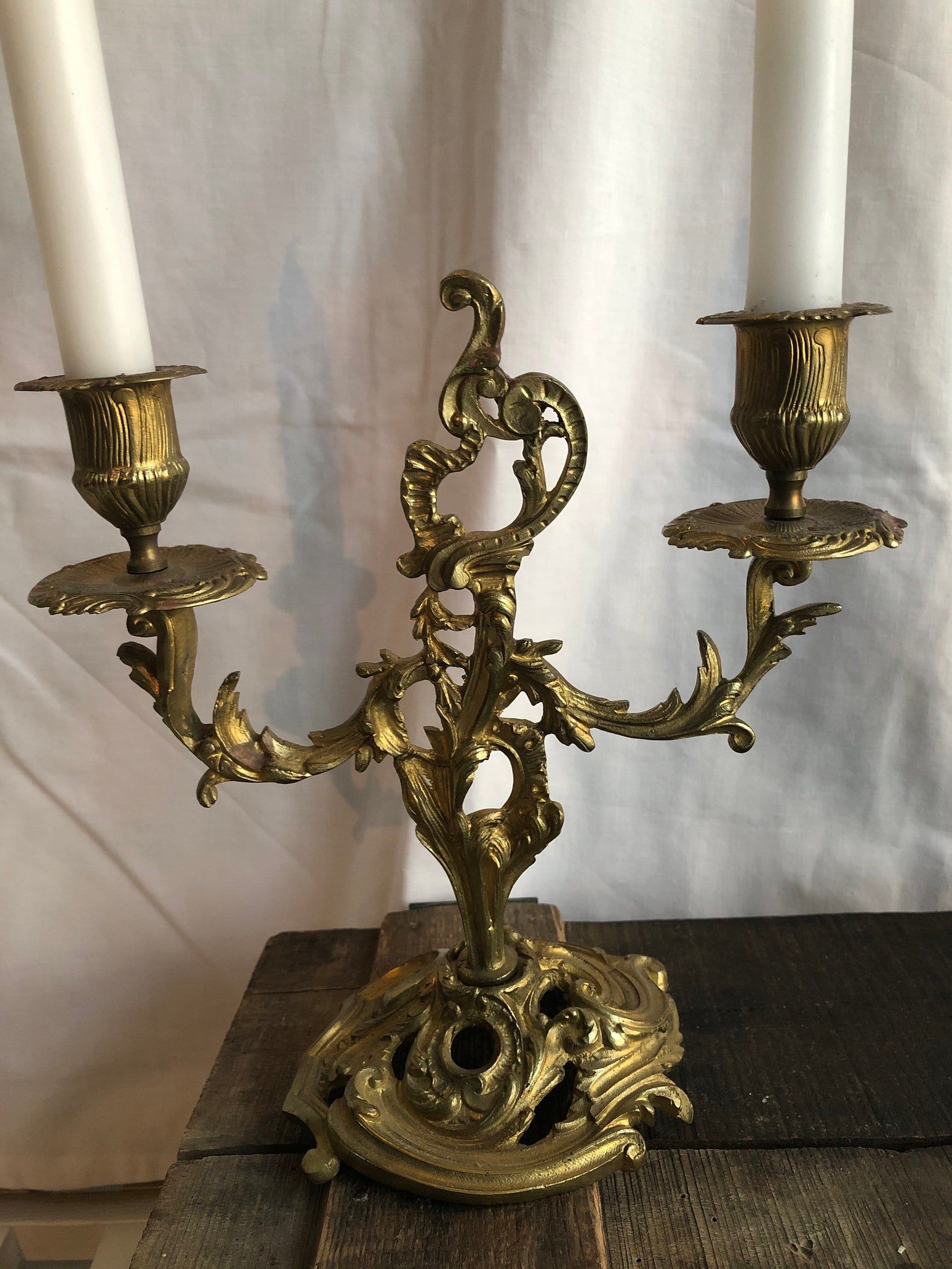 Pair of candlesticks in chiseled bronze and gilded 19th century France