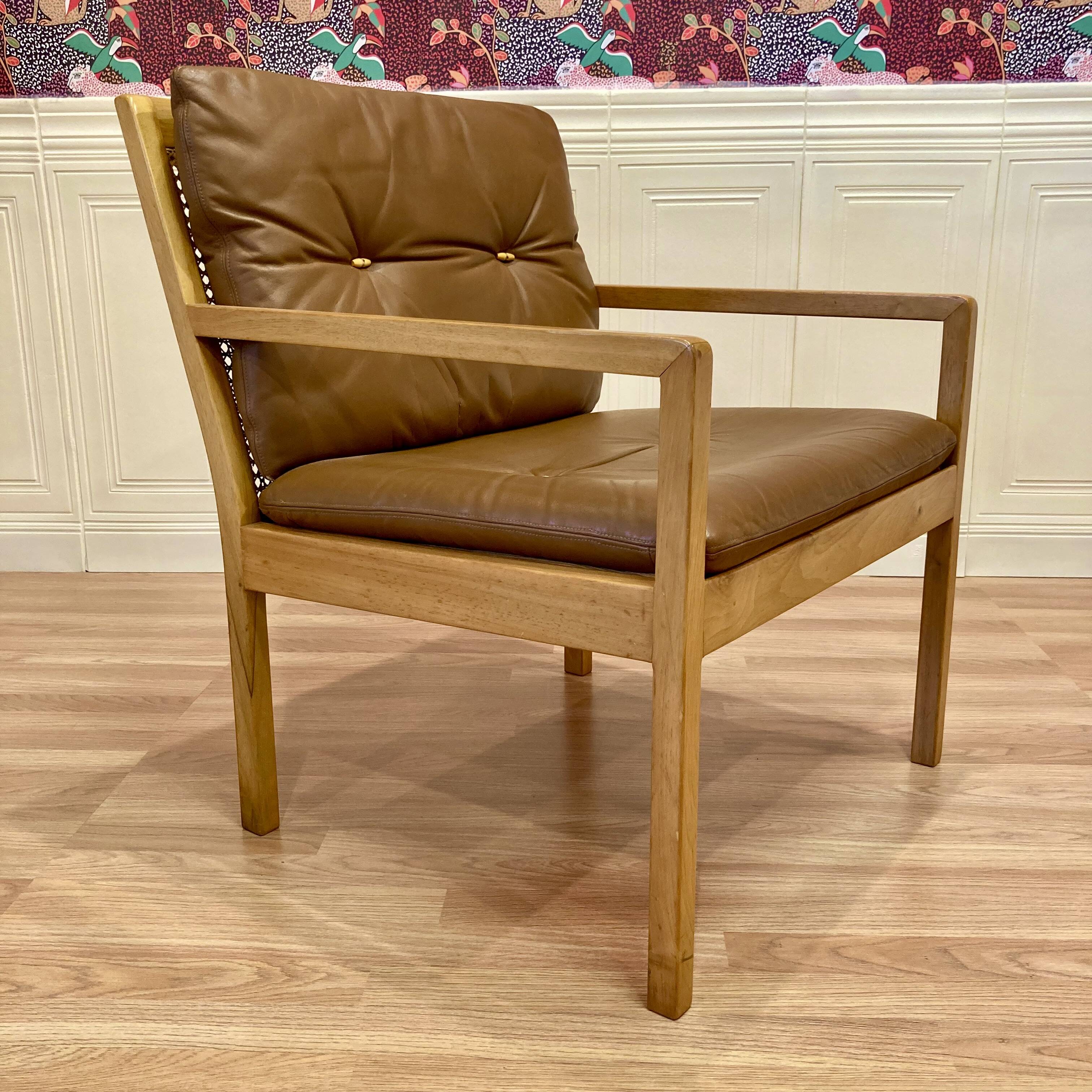 Scandinavian design leather armchair "Bernt Petersen" 1960.