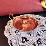 Hammered red copper and brass hand candle holder